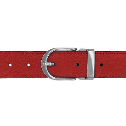 Ceinture 30 mm cuir grainé rouge boucle Roma mate