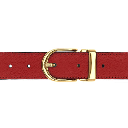 Ceinture 30 mm cuir grainé rouge boucle Roma or