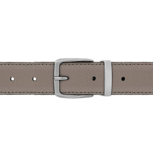 Ceinture 30 mm cuir grainé taupe boucle Côme mate