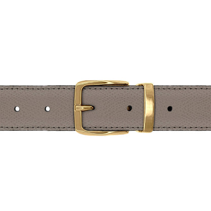 Ceinture 30 mm cuir grainé taupe boucle Côme or