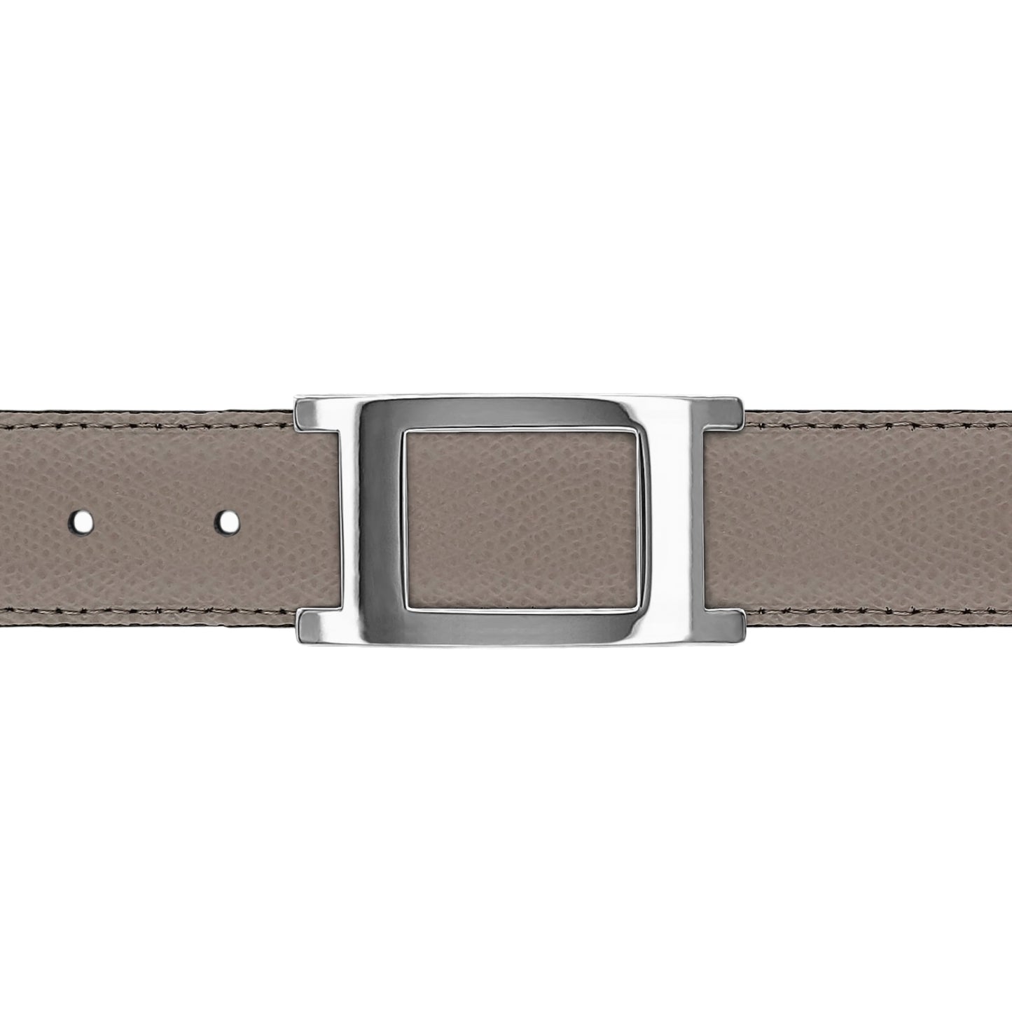 Ceinture 30 mm cuir grainé taupe boucle Portofino argent