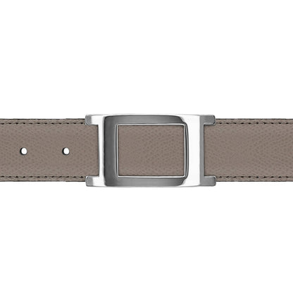 Ceinture 30 mm cuir grainé taupe boucle Portofino argent