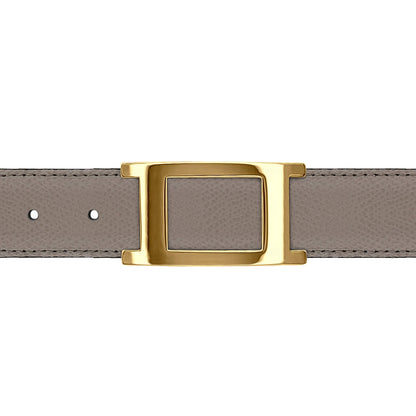 Ceinture 30 mm cuir grainé taupe boucle Portofino or