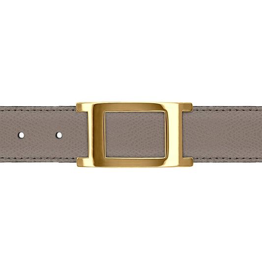 Ceinture 30 mm cuir grainé taupe boucle Portofino or