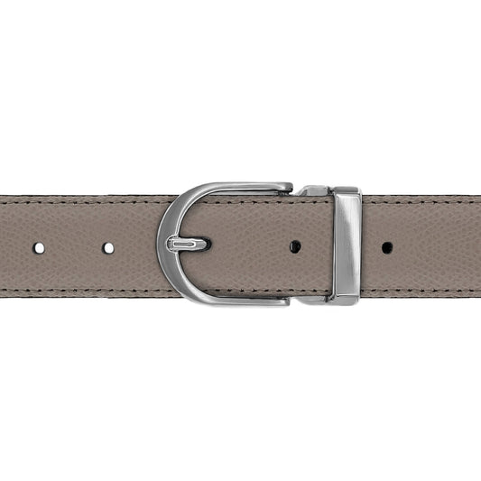 Ceinture 30 mm cuir grainé taupe boucle Roma mate