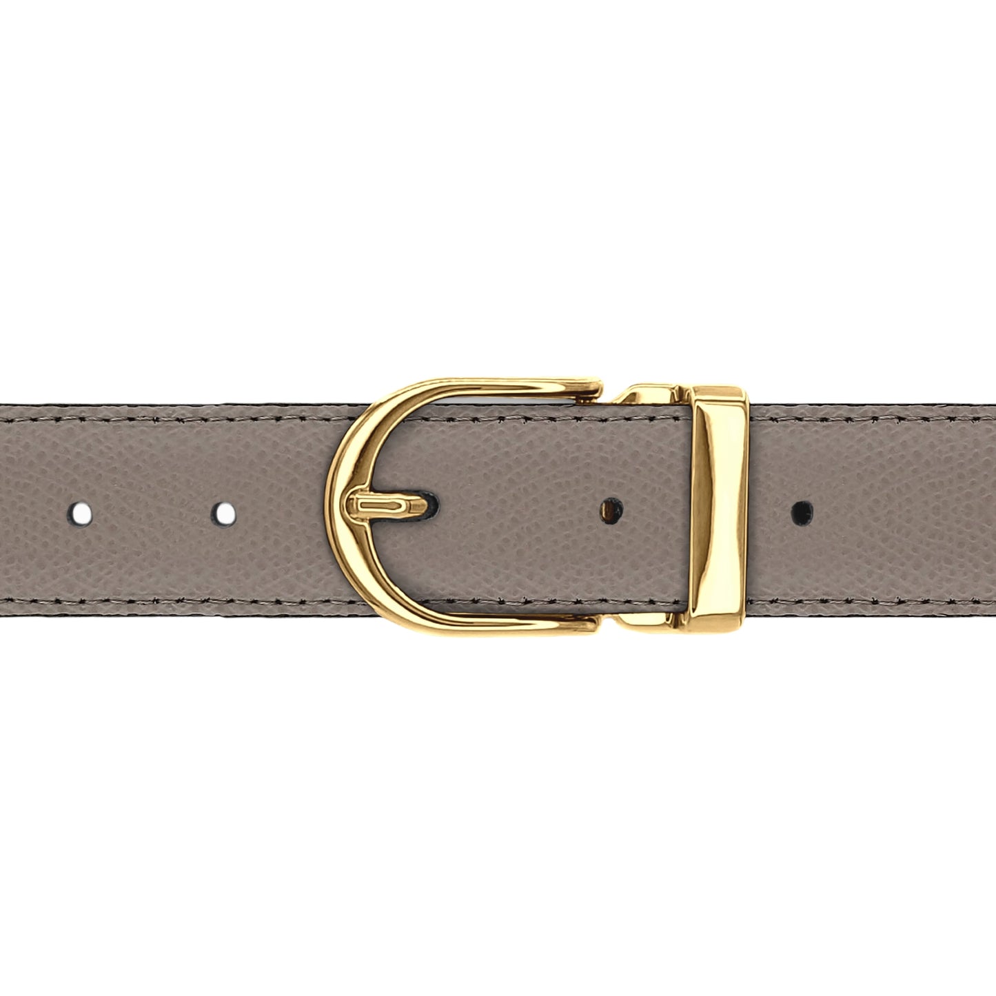 Ceinture 30 mm cuir grainé taupe boucle Roma or