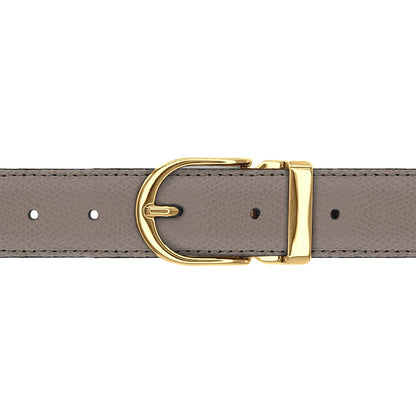 Ceinture 30 mm cuir grainé taupe boucle Roma or