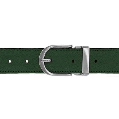 Ceinture 30 mm cuir grainé vert bouteille boucle Roma mate
