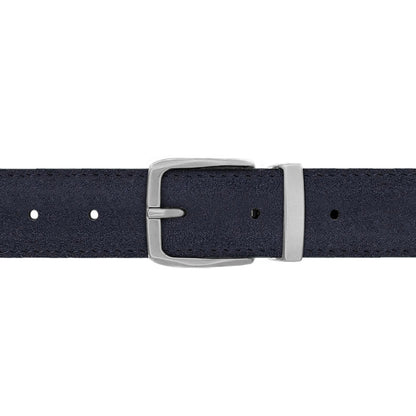 Ceinture 30 mm cuir retourné bleu marine boucle Côme mate