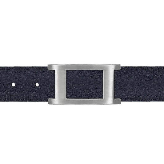 Ceinture 30 mm cuir retourné bleu marine boucle Portofino mate