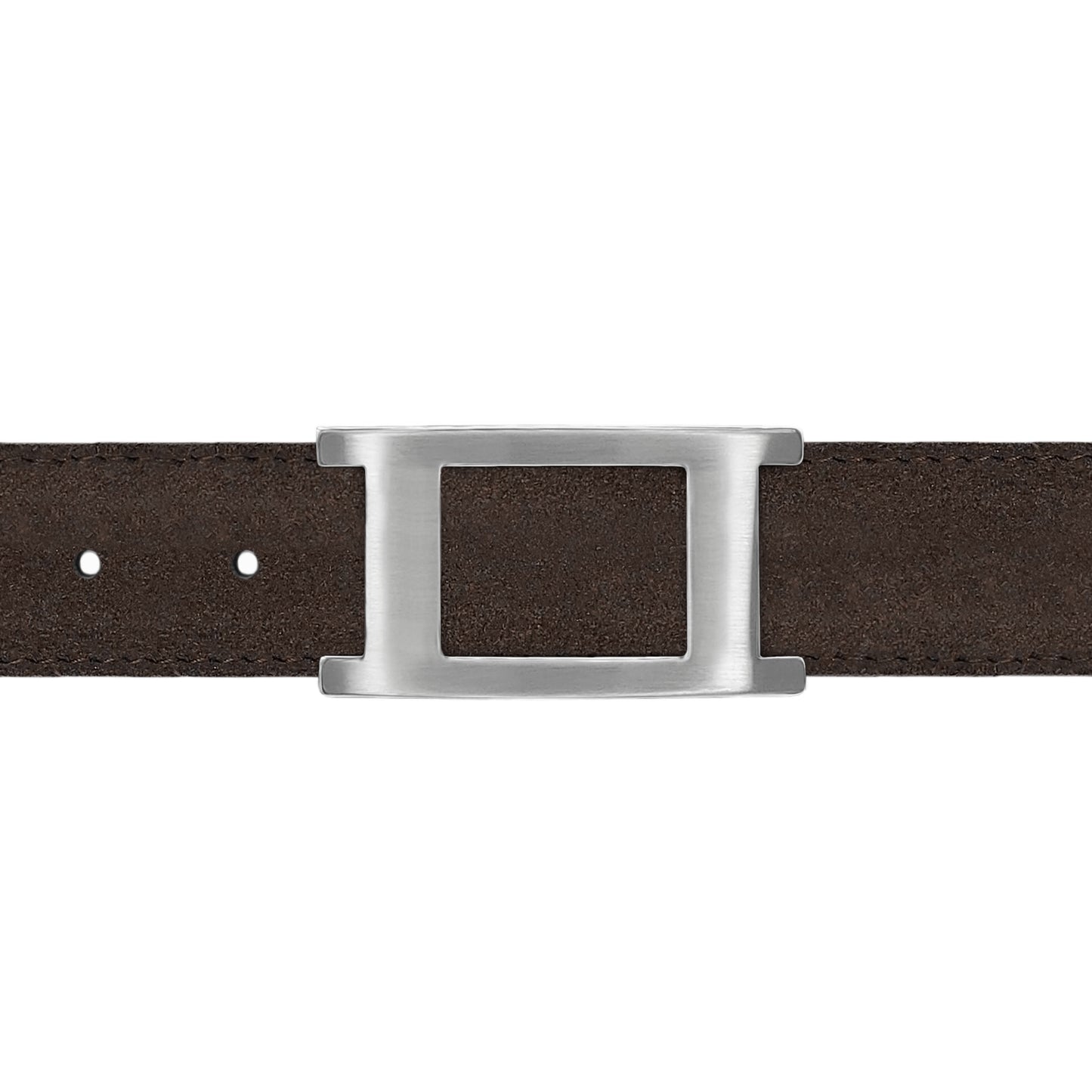 Ceinture 30 mm cuir retourné marron boucle Portofino mate