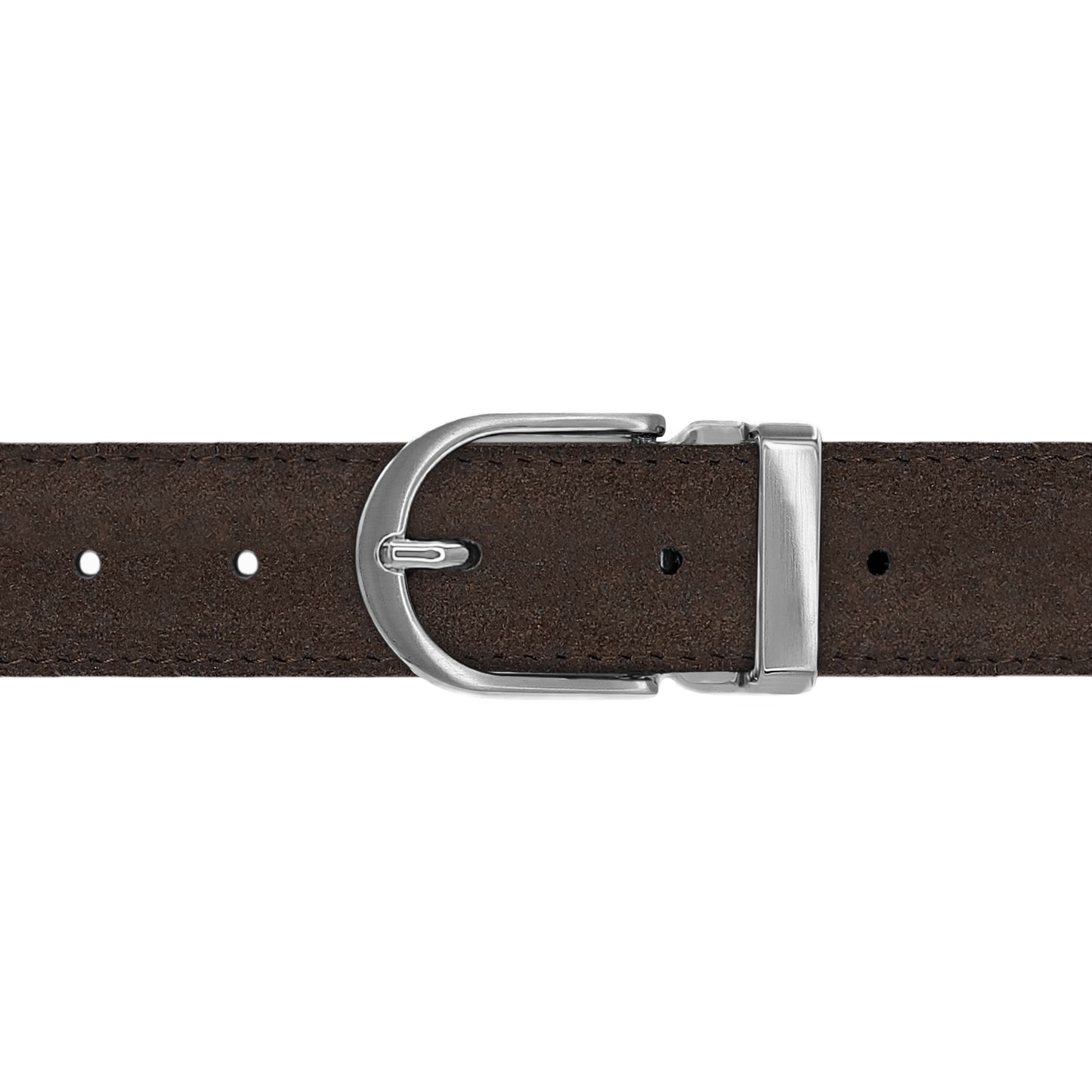 Ceinture 30 mm cuir retourné marron boucle Roma mate