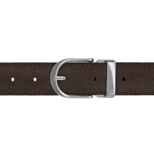Ceinture 30 mm cuir retourné marron boucle Roma mate