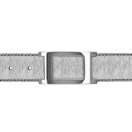 Ceinture 30 mm cuir souple argent boucle Portofino argent