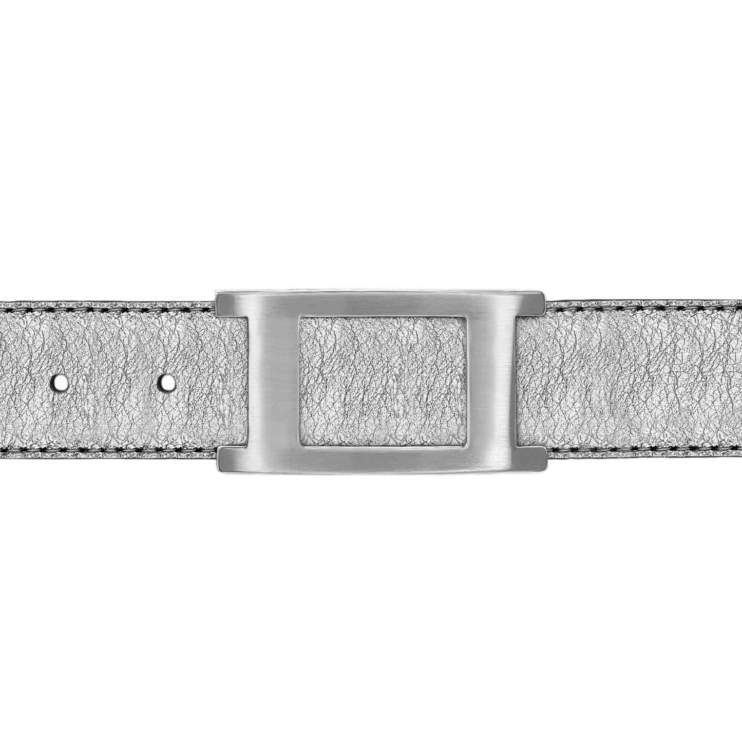 Ceinture 30 mm cuir souple argent boucle Portofino mate