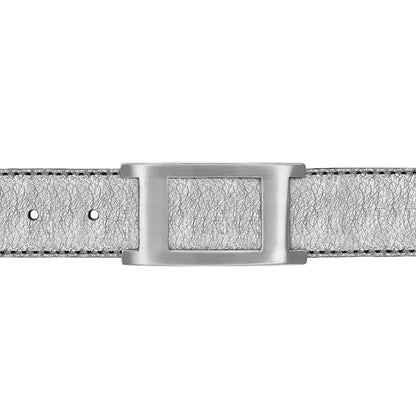 Ceinture 30 mm cuir souple argent boucle Portofino mate