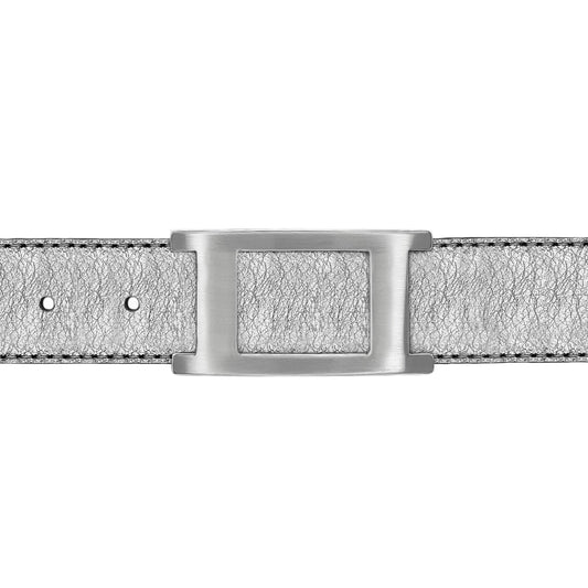 Ceinture 30 mm cuir souple argent boucle Portofino mate