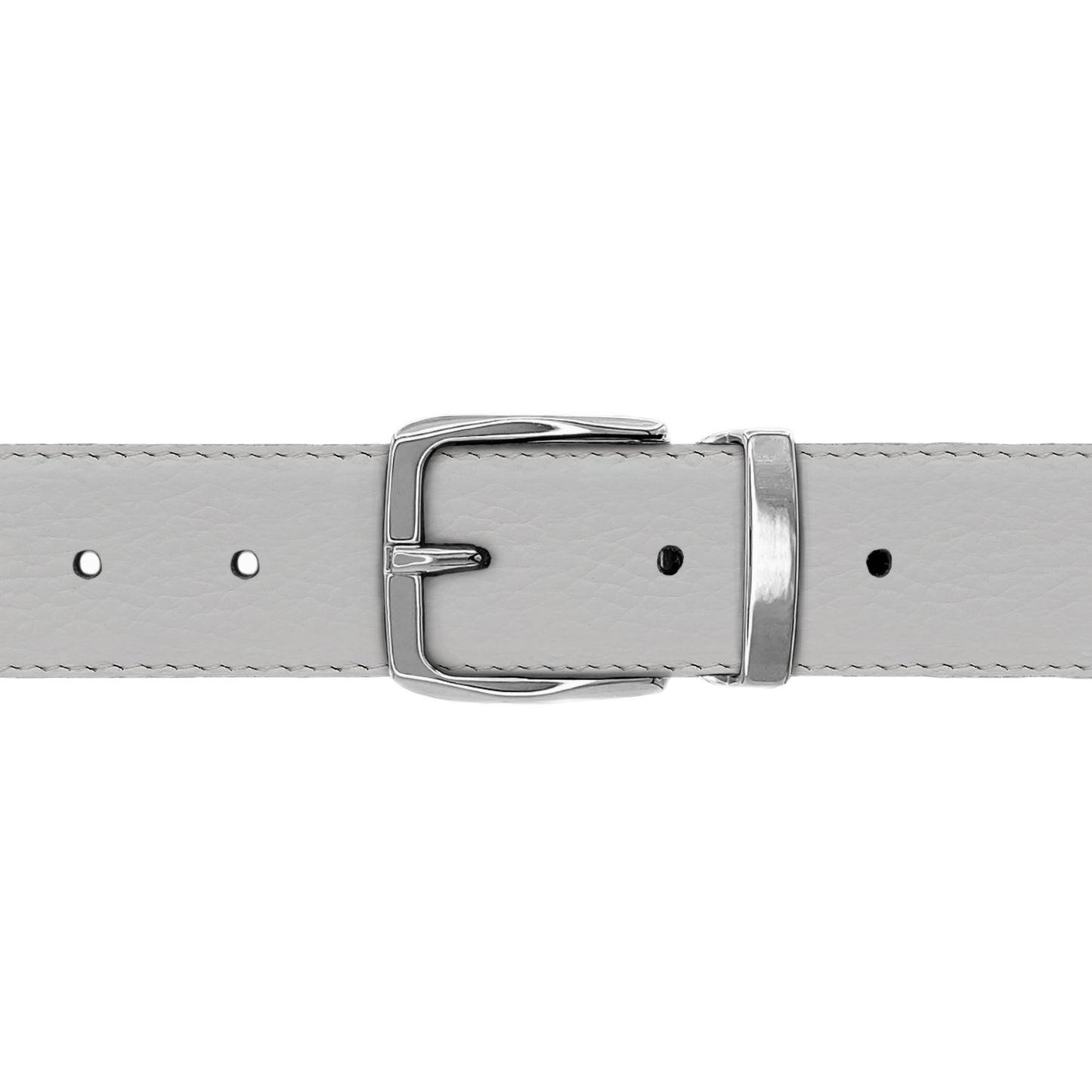 Ceinture 30 mm cuir souple blanc boucle Côme argent