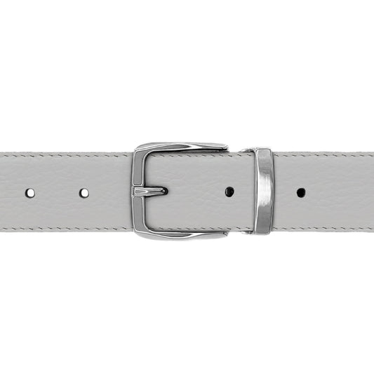 Ceinture 30 mm cuir souple blanc boucle Côme argent