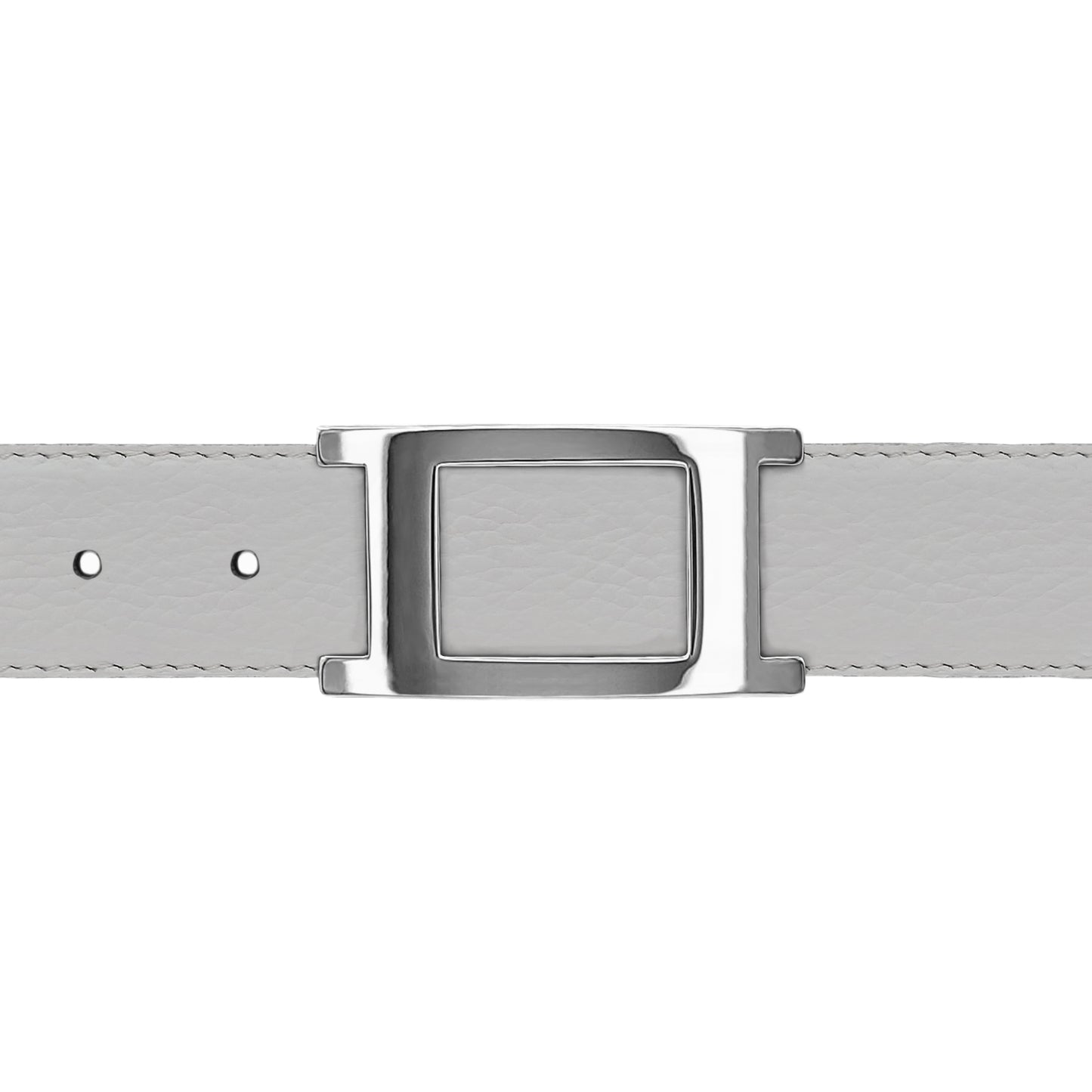 Ceinture 30 mm cuir souple blanc boucle Portofino argent