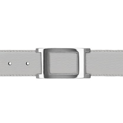Ceinture 30 mm cuir souple blanc boucle Portofino argent