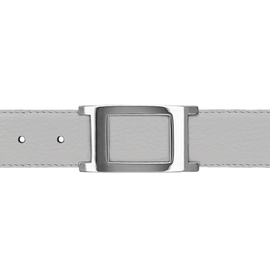 Ceinture 30 mm cuir souple blanc boucle Portofino argent
