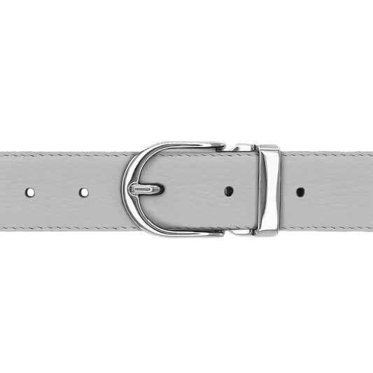 Ceinture 30 mm cuir souple blanc boucle Roma argent