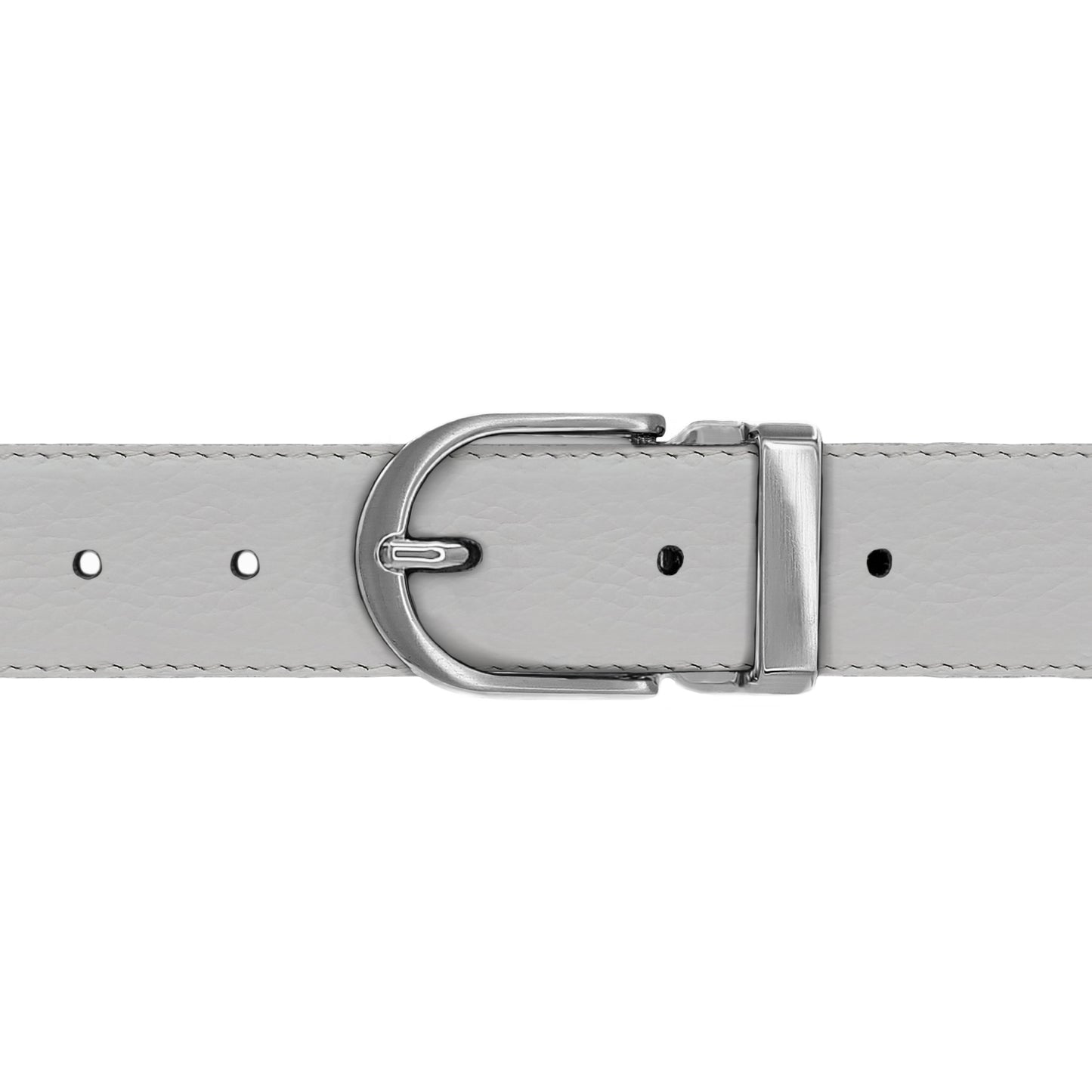 Ceinture 30 mm cuir souple blanc boucle Roma mate