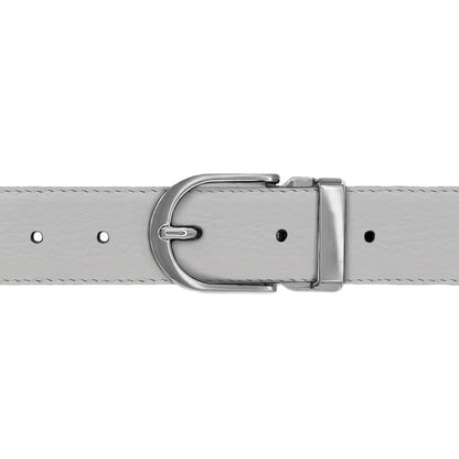 Ceinture 30 mm cuir souple blanc boucle Roma mate