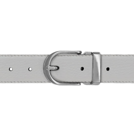Ceinture 30 mm cuir souple blanc boucle Roma mate