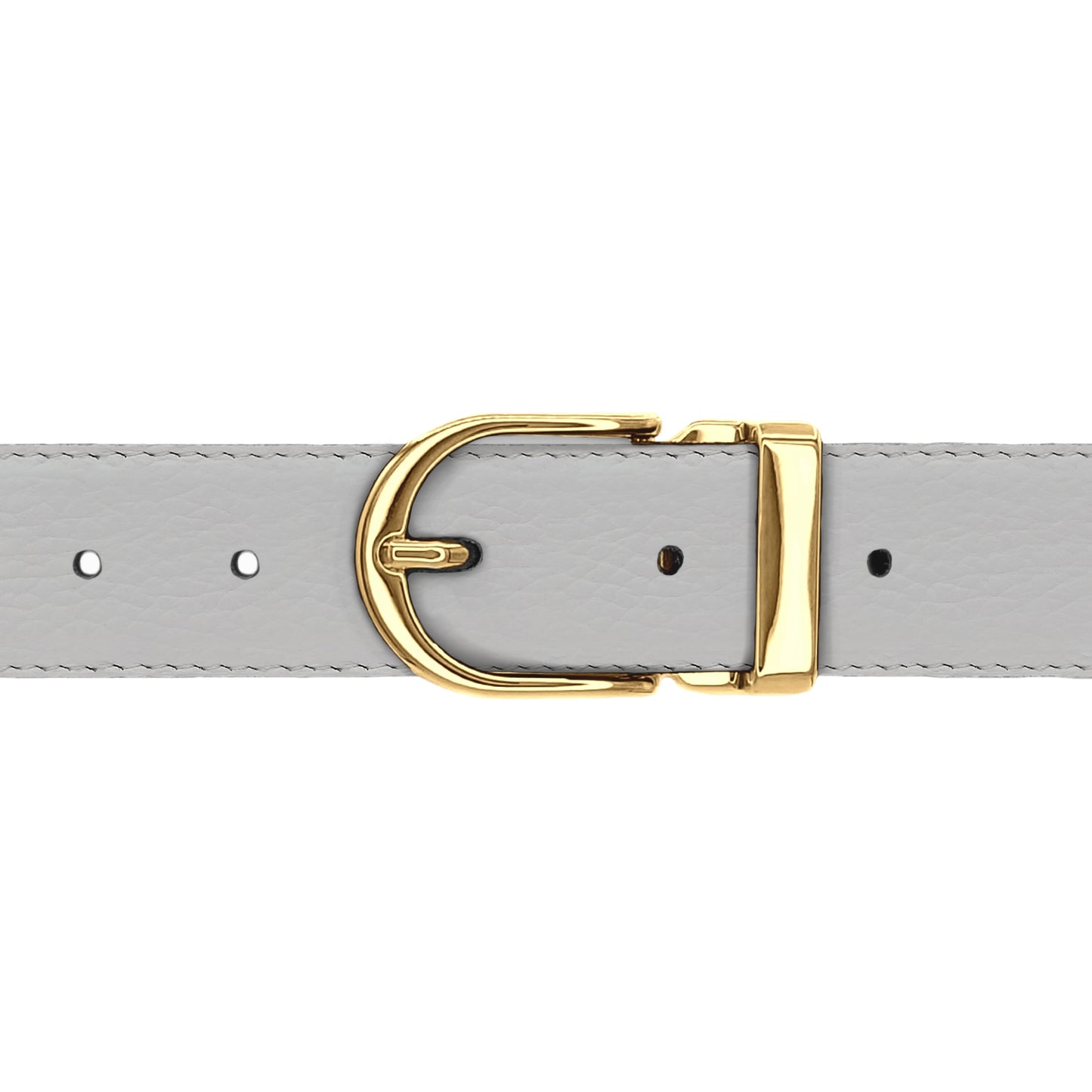 Ceinture 30 mm cuir souple blanc boucle Roma or