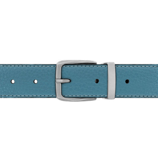 Ceinture 30 mm cuir souple bleu ciel boucle Côme mate