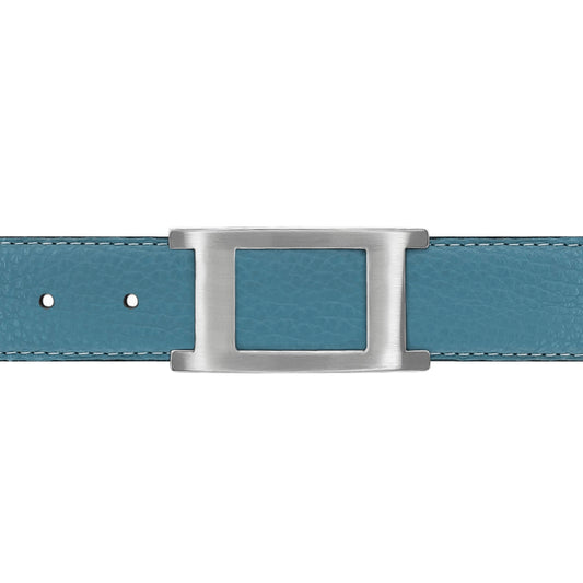 Ceinture 30 mm cuir souple bleu ciel boucle Portofino mate