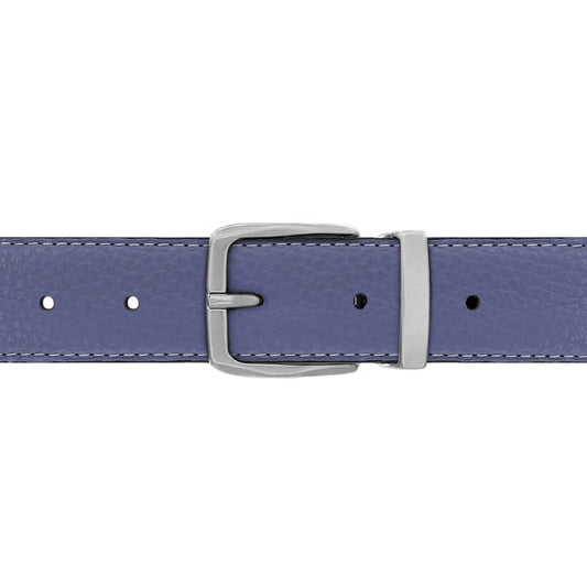 Ceinture 30 mm cuir souple bleu lavande boucle Côme mate