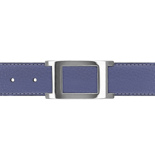 Ceinture 30 mm cuir souple bleu lavande boucle Portofino argent