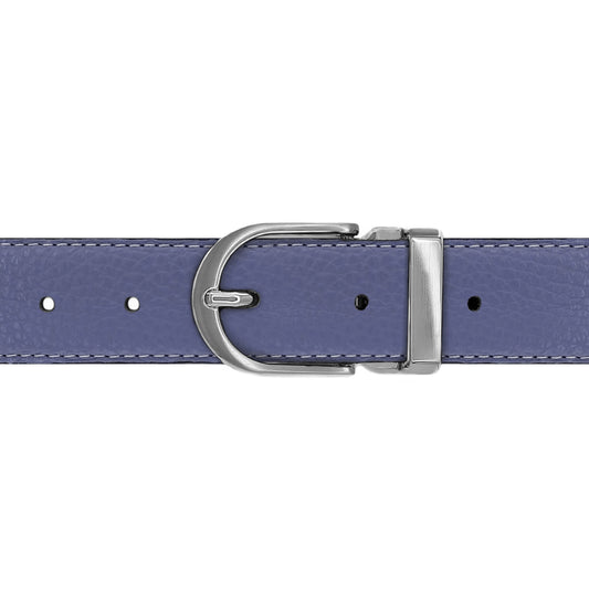 Ceinture 30 mm cuir souple bleu lavande boucle Roma mate