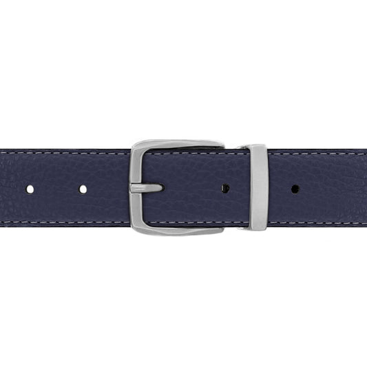 Ceinture 30 mm cuir souple bleu marine boucle Côme mate