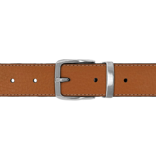 Ceinture 30 mm cuir souple cognac boucle Côme argent