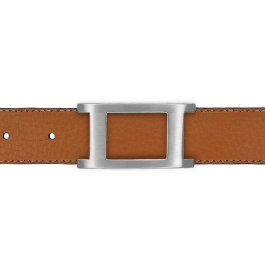 Ceinture 30 mm cuir souple cognac boucle Portofino mate
