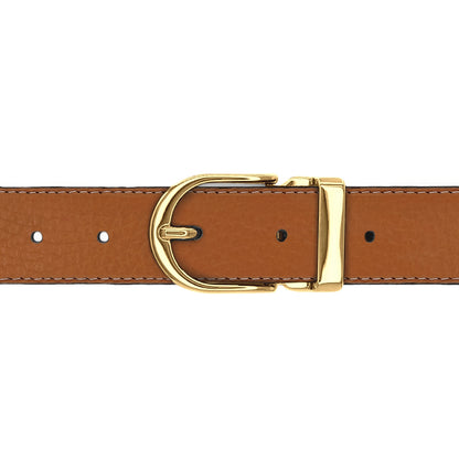 Ceinture 30 mm cuir souple cognac boucle Roma or