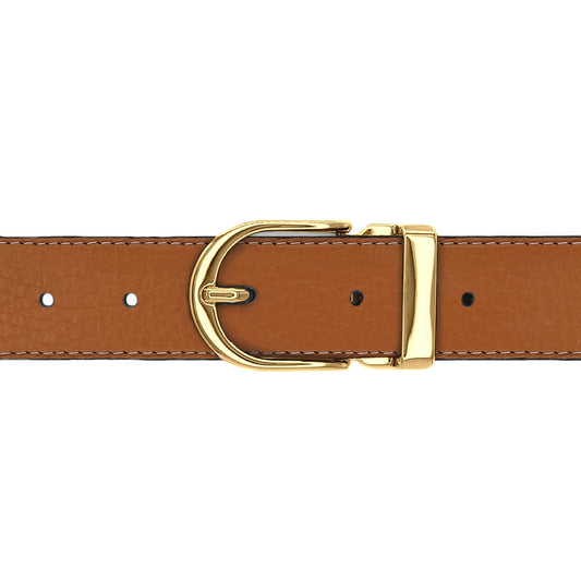 Ceinture 30 mm cuir souple cognac boucle Roma or
