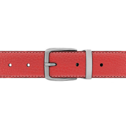 Ceinture 30 mm cuir souple corail boucle Côme mate