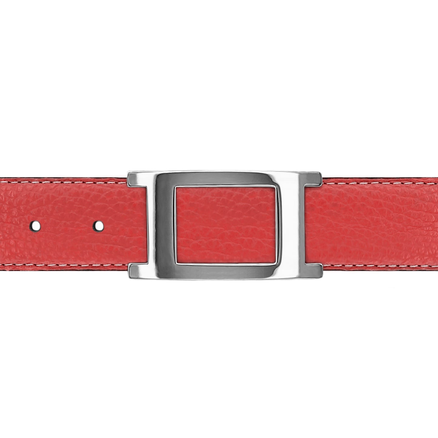 Ceinture 30 mm cuir souple corail boucle Portofino argent