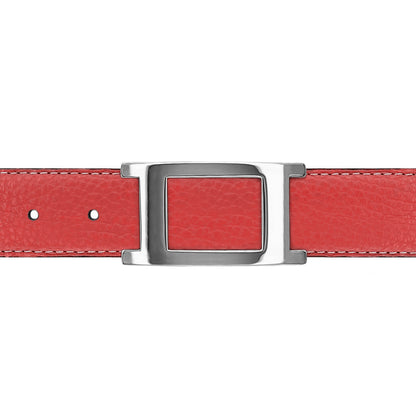 Ceinture 30 mm cuir souple corail boucle Portofino argent