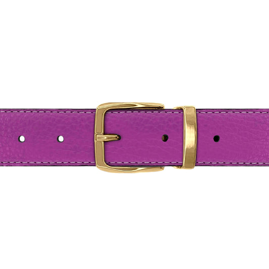Ceinture 30 mm cuir souple framboise boucle Côme or