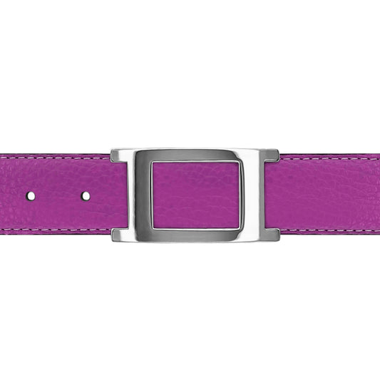 Ceinture 30 mm cuir souple framboise boucle Portofino argent