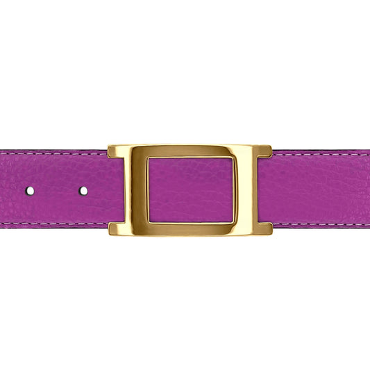Ceinture 30 mm cuir souple framboise boucle Portofino or
