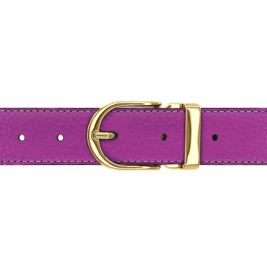 Ceinture 30 mm cuir souple framboise boucle Roma or