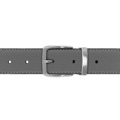 Ceinture 30 mm cuir souple gris boucle Côme argent