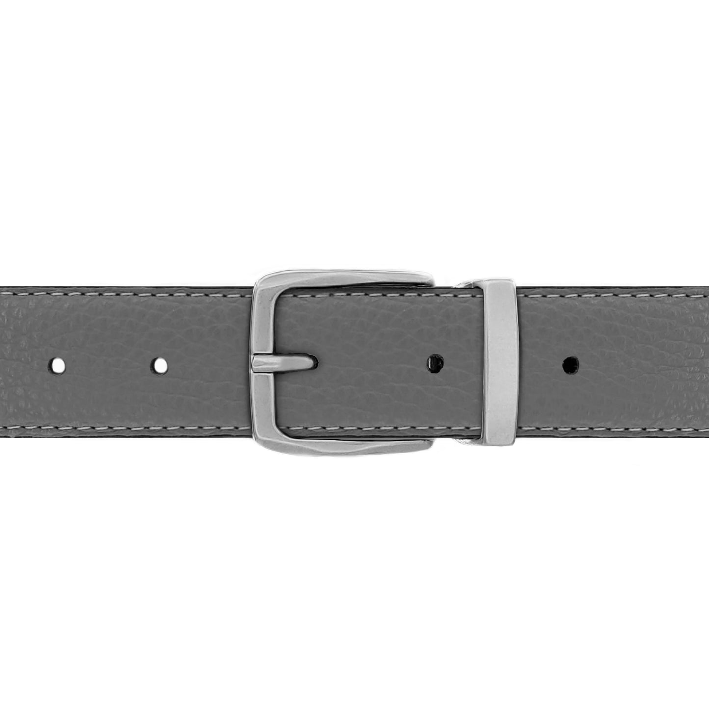 Ceinture 30 mm cuir souple gris boucle Côme mate